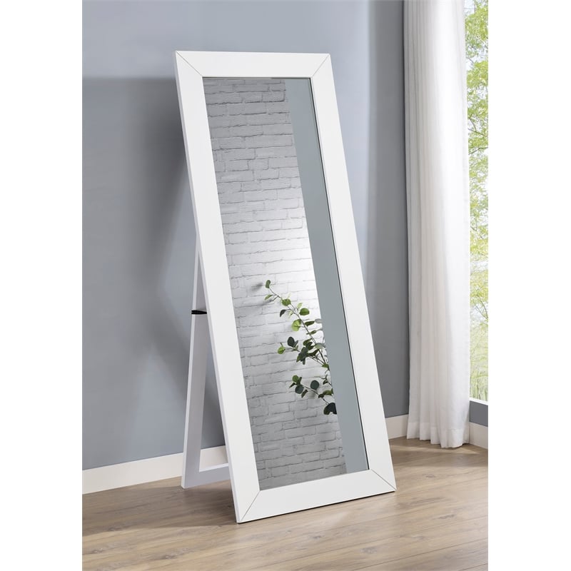 pemberly row tempered glass full length mirror in white high gloss