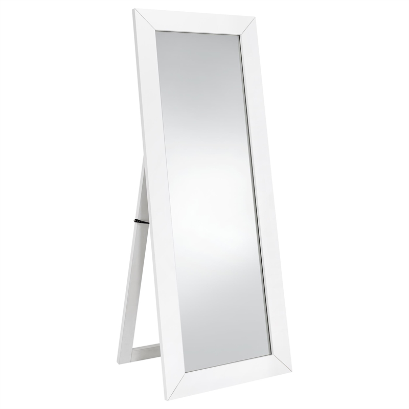 pemberly row tempered glass full length mirror in white high gloss