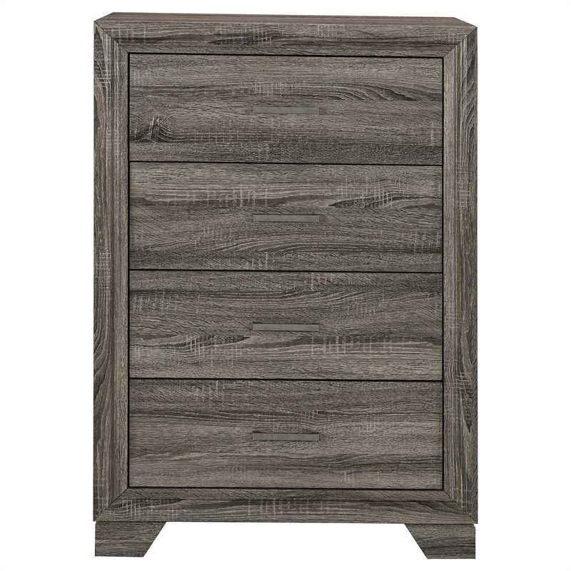 Pemberly Row Transitional 4-drawer Chest of Drawers in Brown Oak