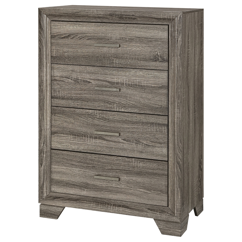 Pemberly Row Transitional 4-drawer Chest of Drawers in Brown Oak