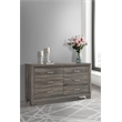 Pemberly Row Transitional 6-drawer Dresser Cabinet in Brown Oak