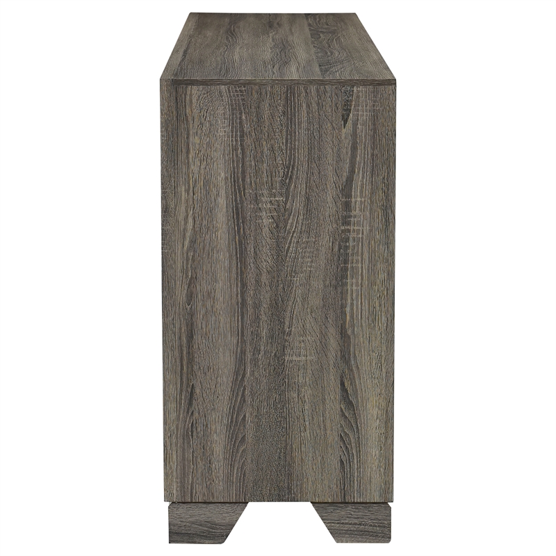 Pemberly Row Transitional 6-drawer Dresser Cabinet in Brown Oak