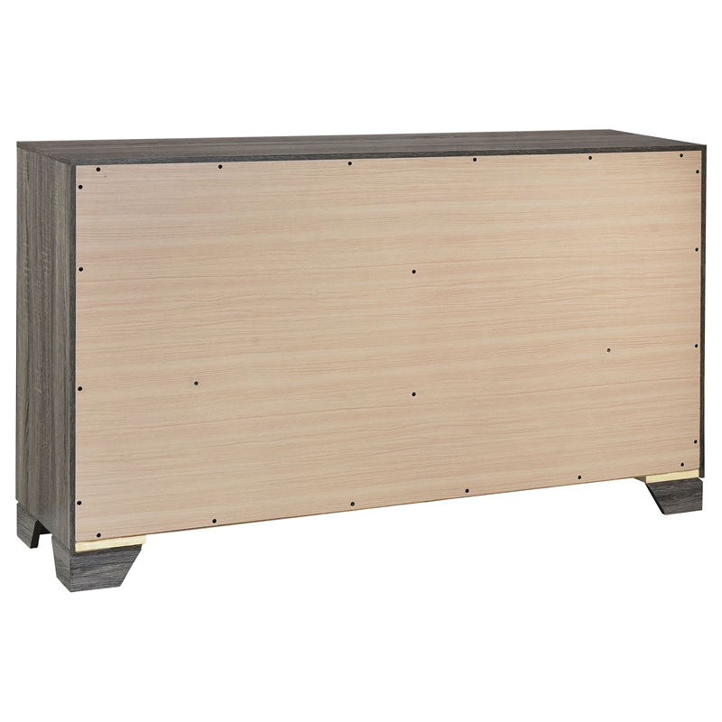 Pemberly Row Transitional 6-drawer Dresser Cabinet in Brown Oak