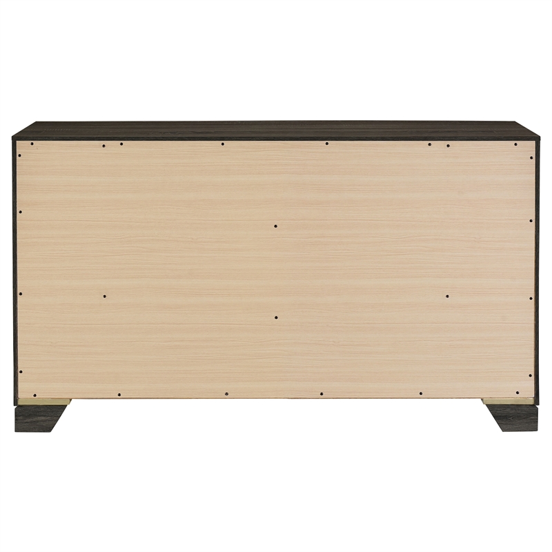 Pemberly Row Transitional 6-drawer Dresser Cabinet in Brown Oak