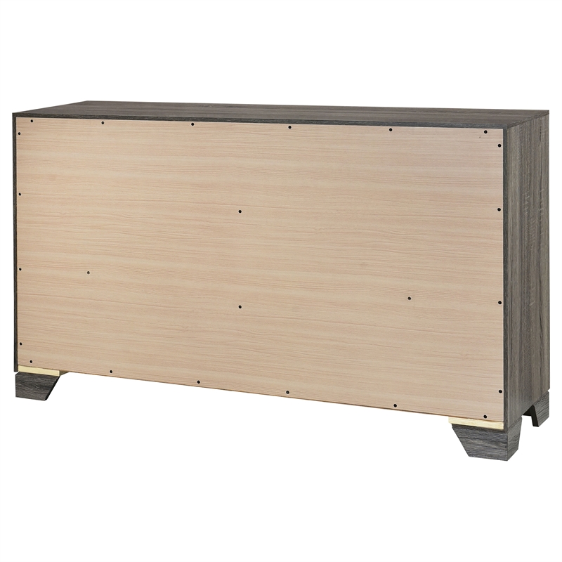 Pemberly Row Transitional 6-drawer Dresser Cabinet in Brown Oak
