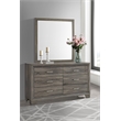 Pemberly Row Transitional 6-drawer Dresser and Mirror in Brown Oak