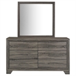 Pemberly Row Transitional 6-drawer Dresser and Mirror in Brown Oak