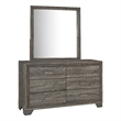 Pemberly Row Transitional 6-drawer Dresser and Mirror in Brown Oak