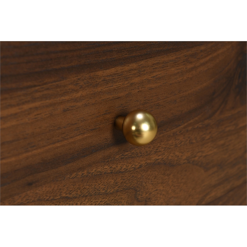 Pemberly Row 6-drawer Dresser Cabinet with Gold Knobs in Walnut