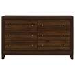 Pemberly Row 6-drawer Dresser Cabinet with Gold Knobs in Walnut