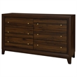Pemberly Row 6-drawer Dresser Cabinet with Gold Knobs in Walnut