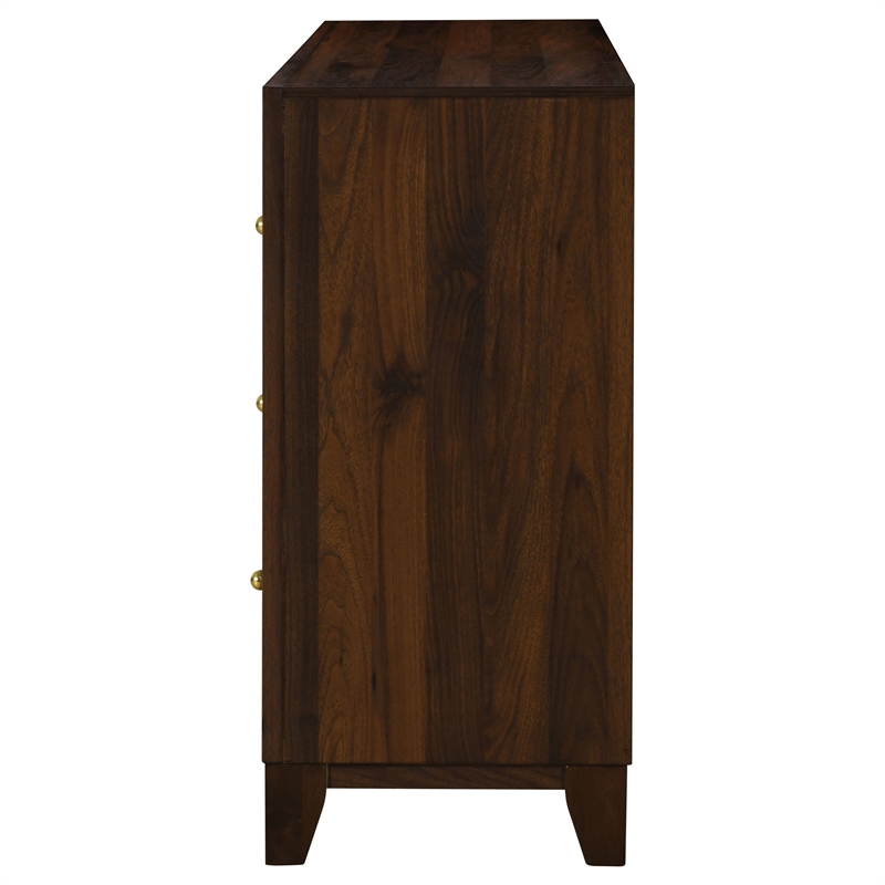 Pemberly Row 6-drawer Dresser Cabinet with Gold Knobs in Walnut