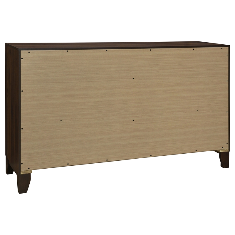 Pemberly Row 6-drawer Dresser Cabinet with Gold Knobs in Walnut