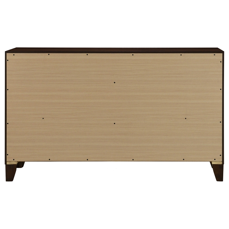 Pemberly Row 6-drawer Dresser Cabinet with Gold Knobs in Walnut