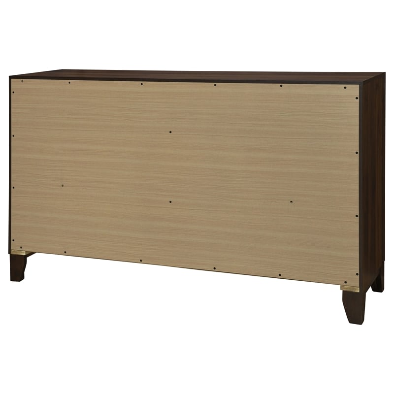Pemberly Row 6-drawer Dresser Cabinet with Gold Knobs in Walnut