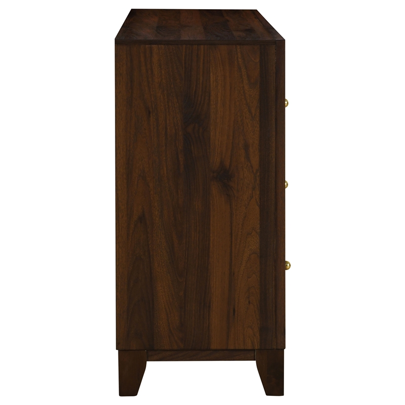 Pemberly Row 6-drawer Dresser Cabinet with Gold Knobs in Walnut