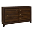 Pemberly Row 6-drawer Dresser Cabinet with Gold Knobs in Walnut
