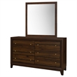 Pemberly Row 6-drawer Dresser and Mirror with Gold Knobs in Walnut