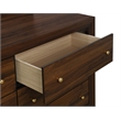 Pemberly Row 6-drawer Dresser and Mirror with Gold Knobs in Walnut