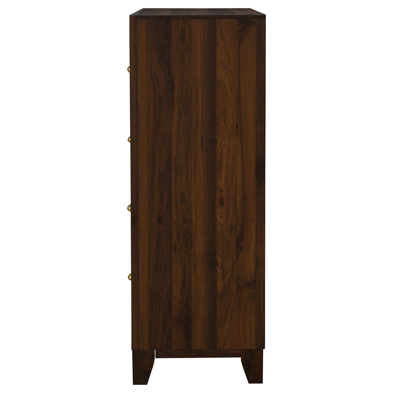 Pemberly Row 4-drawer Chest of Drawers with Gold Knobs in Walnut