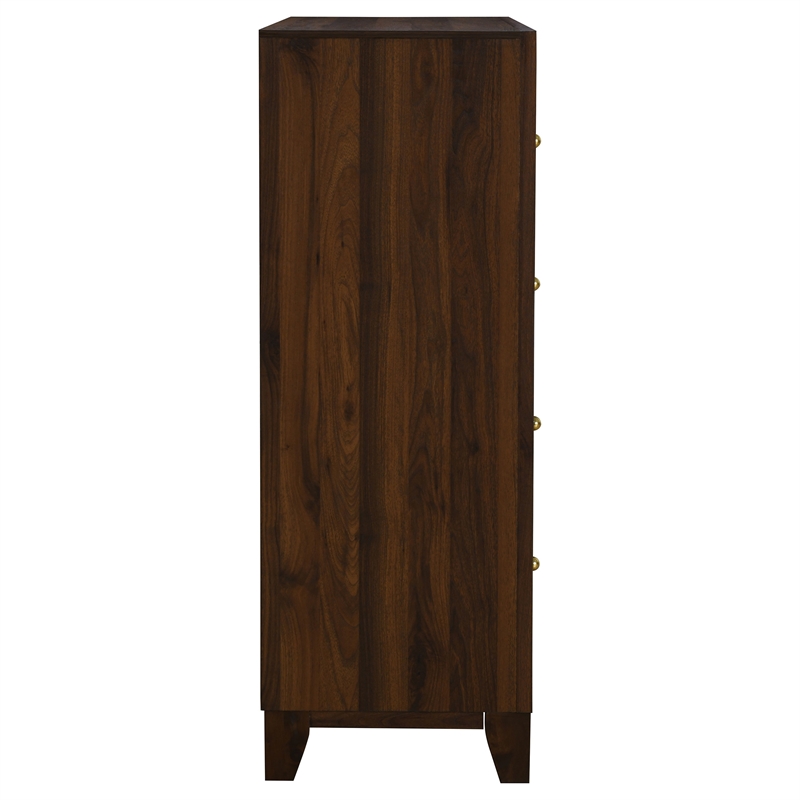Pemberly Row 4-drawer Chest of Drawers with Gold Knobs in Walnut