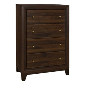 Pemberly Row 4-drawer Chest of Drawers with Gold Knobs in Walnut