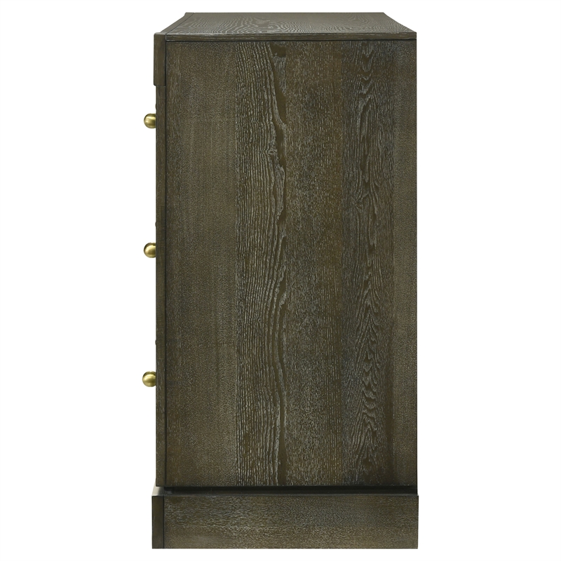Pemberly Row Transitional 6-drawer Dresser Cabinet in Dark Cocoa