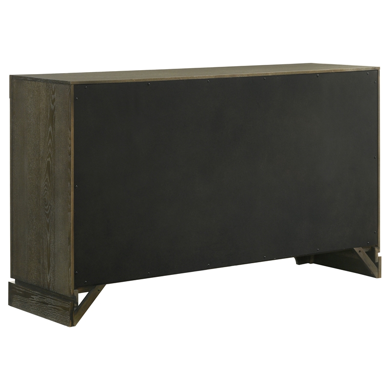 Pemberly Row Transitional 6-drawer Dresser Cabinet in Dark Cocoa