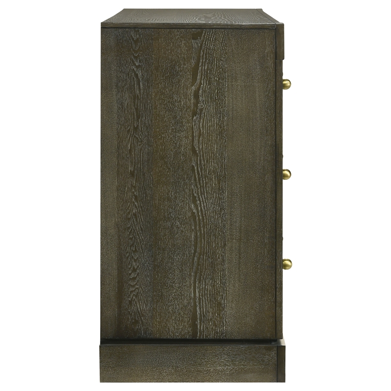 Pemberly Row Transitional 6-drawer Dresser Cabinet in Dark Cocoa