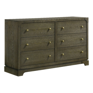 Pemberly Row Transitional 6-drawer Dresser Cabinet in Dark Cocoa