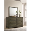 Pemberly Row Transitional 6-drawer Dresser and Mirror in Dark Cocoa