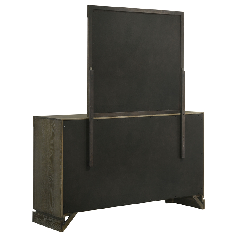 Pemberly Row Transitional 6-drawer Dresser and Mirror in Dark Cocoa