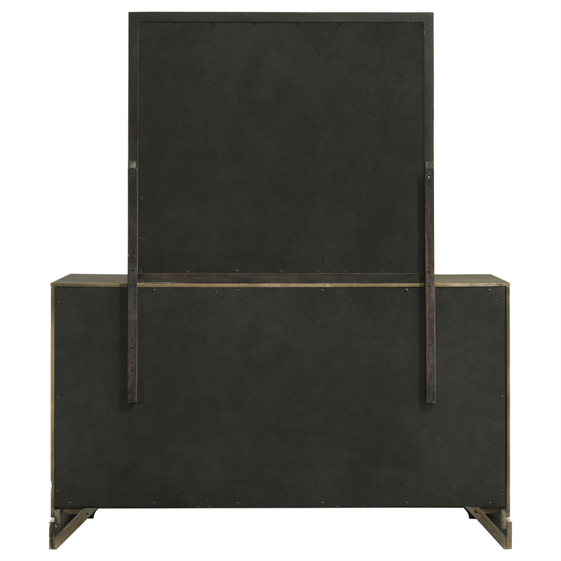 Pemberly Row Transitional 6-drawer Dresser and Mirror in Dark Cocoa