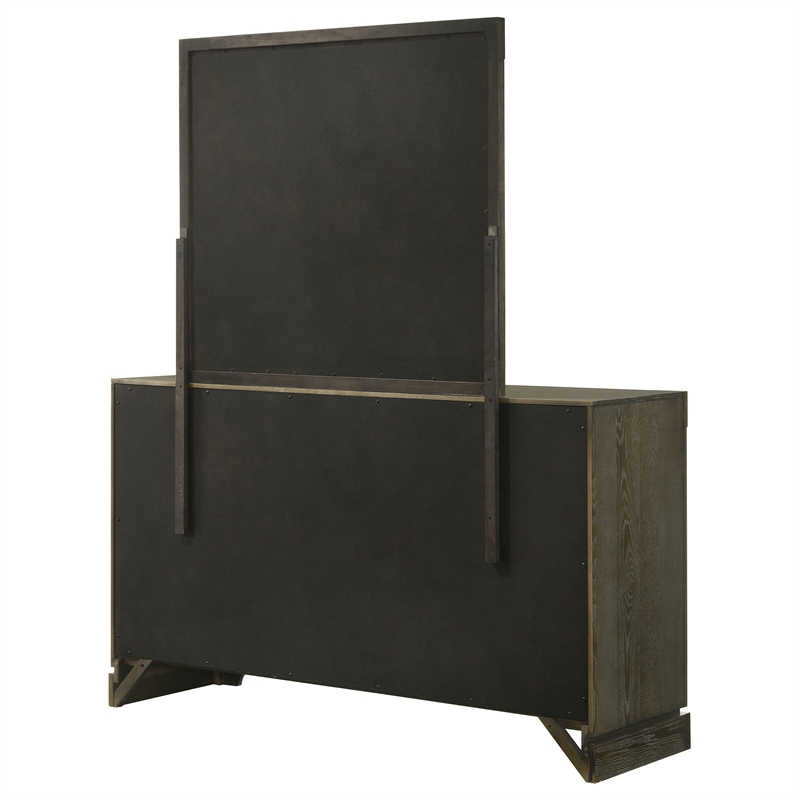 Pemberly Row Transitional 6-drawer Dresser and Mirror in Dark Cocoa