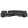 Pemberly Row 6-piece Fabric Modular Power Reclining Sectional in Dark Gray