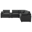 Pemberly Row 6-piece Fabric Modular Power Reclining Sectional in Dark Gray