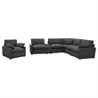 Pemberly Row 6-piece Fabric Modular Power Reclining Sectional in Dark Gray