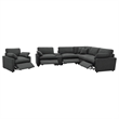 Pemberly Row 6-piece Fabric Modular Power Reclining Sectional in Dark Gray