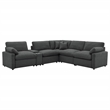 Pemberly Row 6-piece Fabric Modular Power Reclining Sectional in Dark Gray