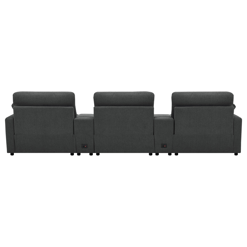 Pemberly Row 5-piece Power Reclining Home Theater Seating in Dark Gray