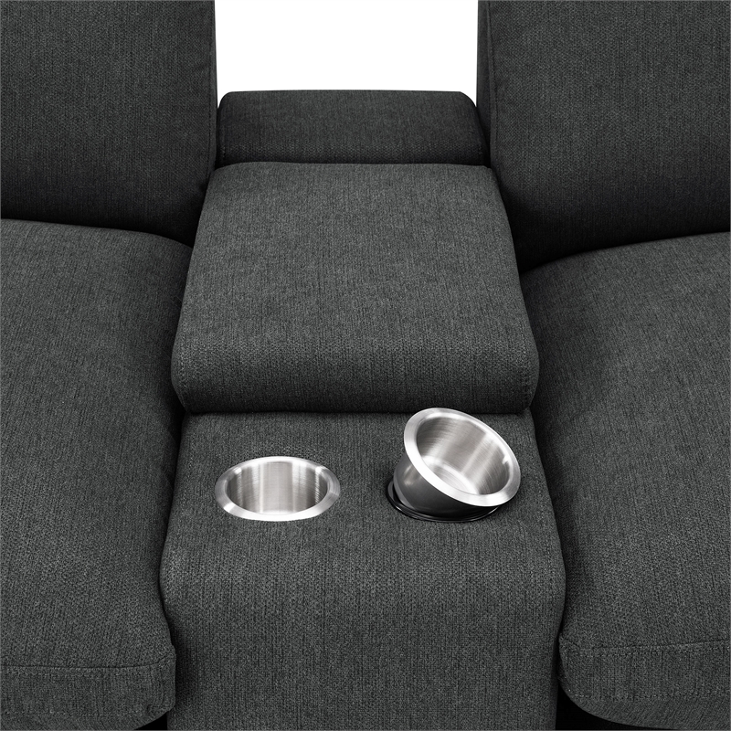 Pemberly Row 5-piece Power Reclining Home Theater Seating in Dark Gray