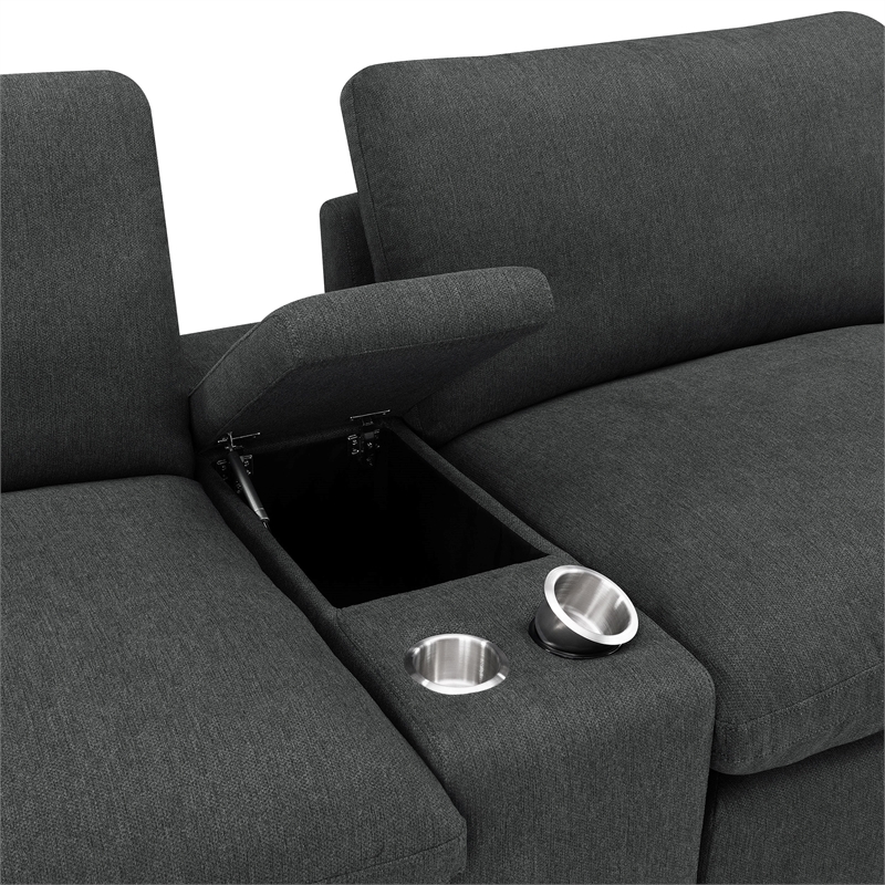 Pemberly Row 5-piece Power Reclining Home Theater Seating in Dark Gray