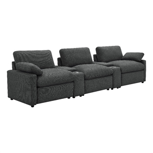 Pemberly Row 5-piece Power Reclining Home Theater Seating in Dark Gray