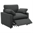 Pemberly Row Upholstery Fabric Power Recliner Chair in Dark Gray
