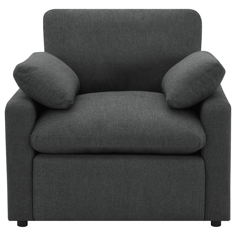 Pemberly Row Upholstery Fabric Power Recliner Chair in Dark Gray