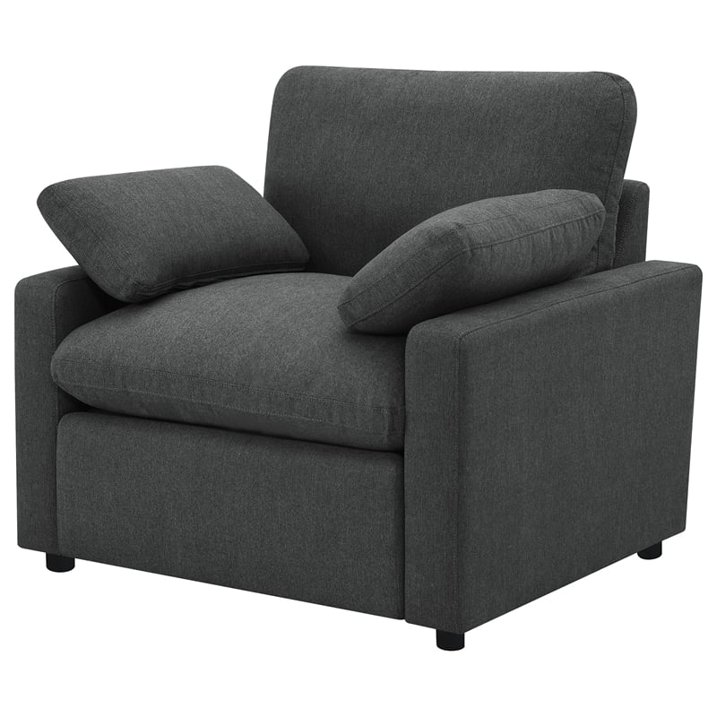 Pemberly Row Upholstery Fabric Power Recliner Chair in Dark Gray