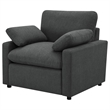 Pemberly Row Upholstery Fabric Power Recliner Chair in Dark Gray