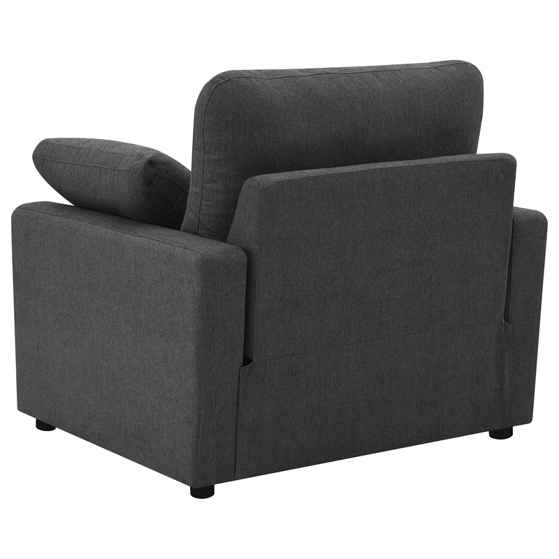 Pemberly Row Upholstery Fabric Power Recliner Chair in Dark Gray