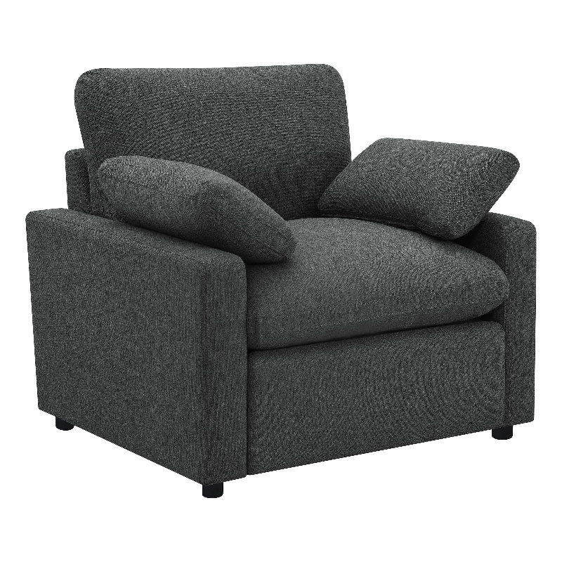 Pemberly Row Upholstery Fabric Power Recliner Chair in Dark Gray