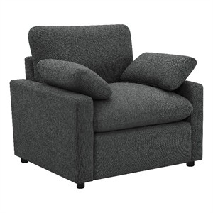 Pemberly Row Upholstery Fabric Power Recliner Chair in Dark Gray